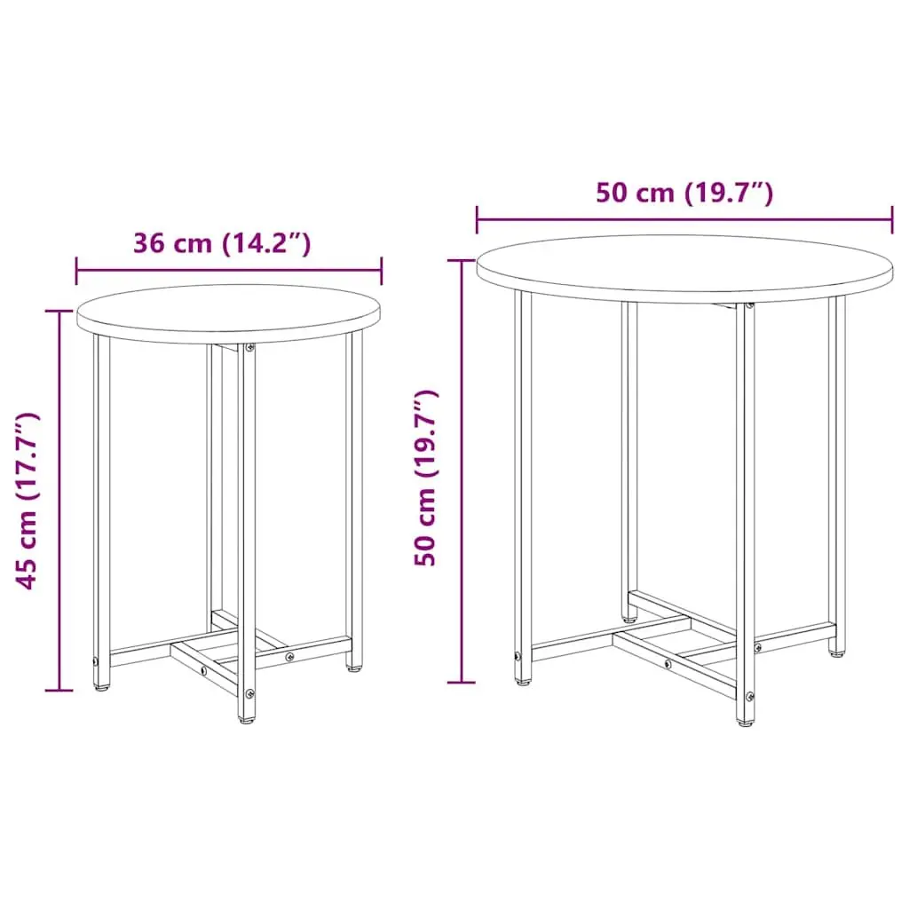 Side Table Set 2 Pieces Nesting Accent Tables Black Modern Industrial Living