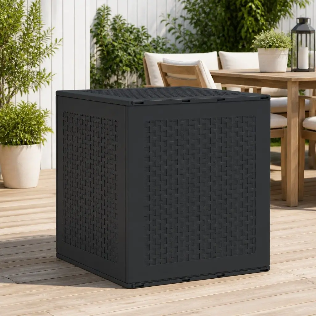 Outdoor Storage Box Anthracite 55x53x57cm Garden Deck Patio Organiser Container