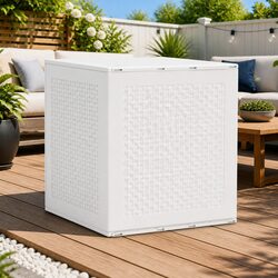 Outdoor Storage Box White 55x53x57cm Garden Deck Patio Furniture Modern Design