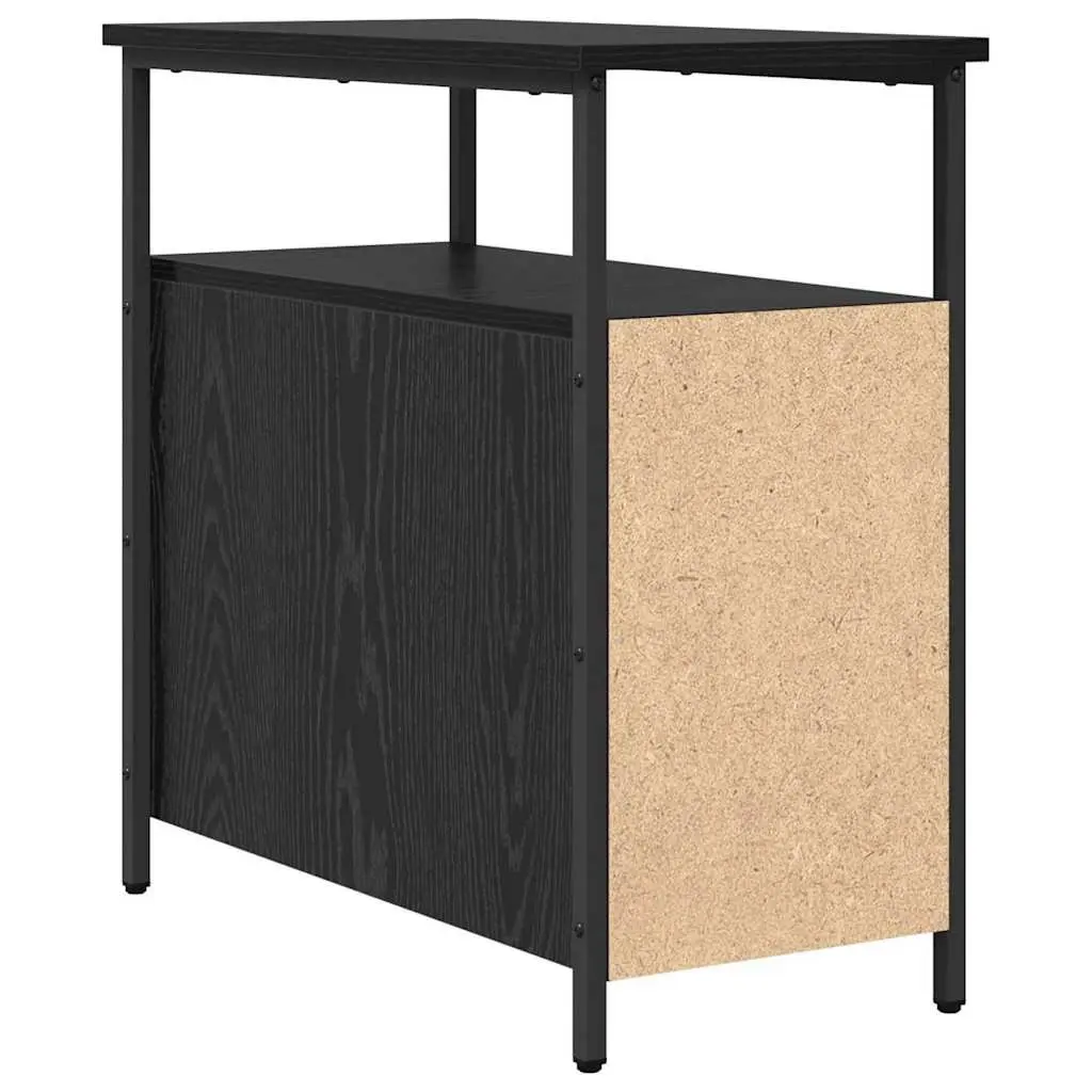 Black Bedside Cabinet Engineered Wood 30x60x60cm Modern Storage Drawer
