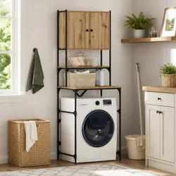 Compact Wooden Cabinet for Laundry Essentials