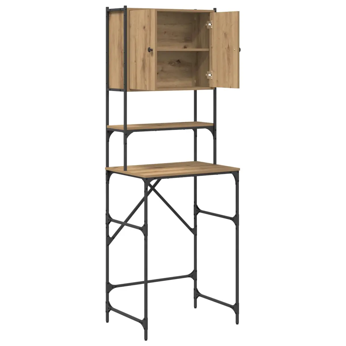 Washing Machine Cabinet Wooden Storage Laundry Room Organizer Brown