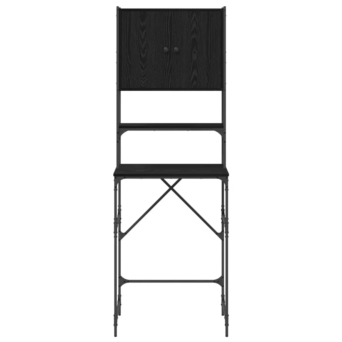 Washing Machine Cabinet Storage Unit Laundry Organizer Black Oak 68x48.5x194cm