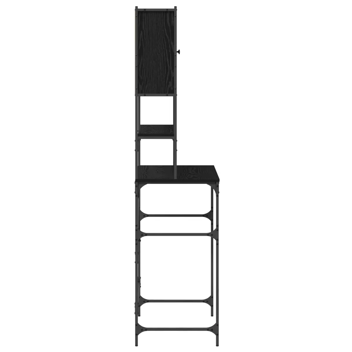 Washing Machine Cabinet Storage Unit Laundry Organizer Black Oak 68x48.5x194cm