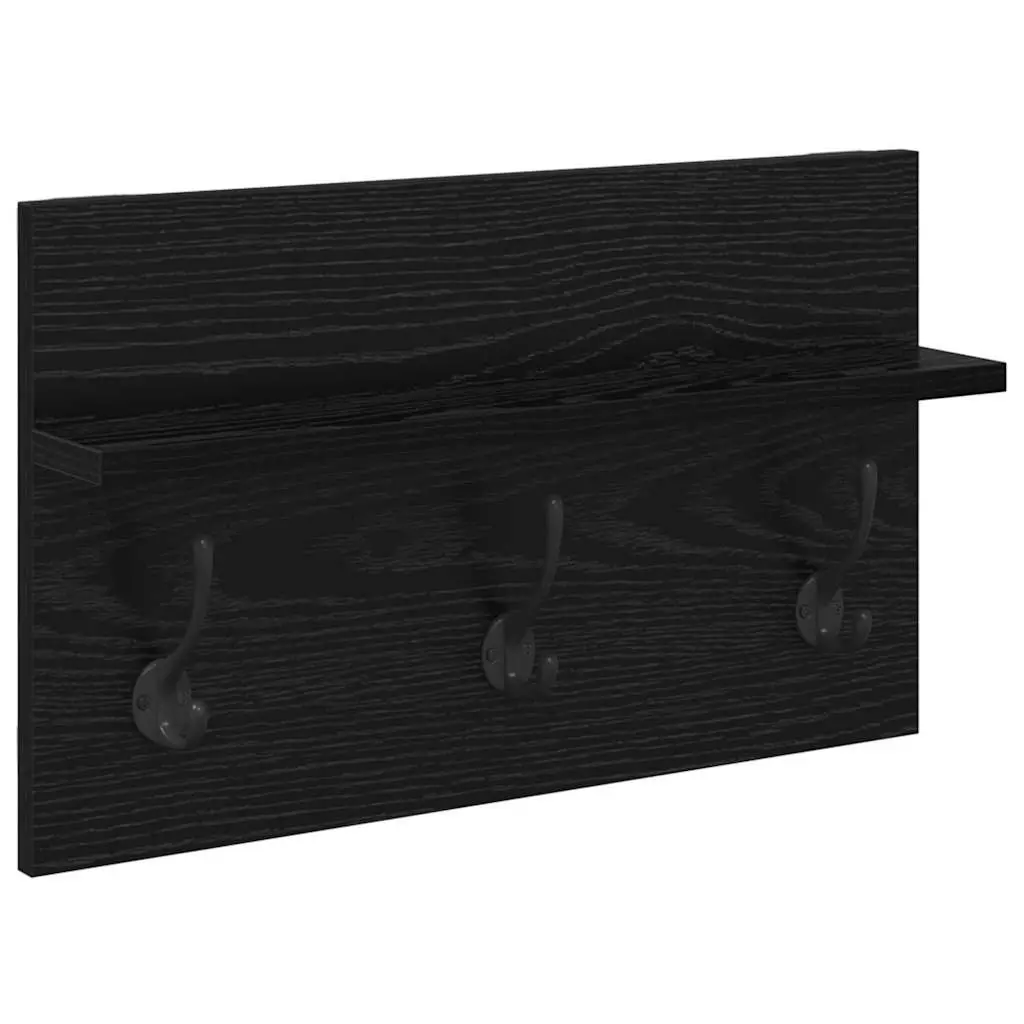 Hallway Furniture Set 4 Piece Storage Bench Mirror Coat Racks Black Oak Entryway