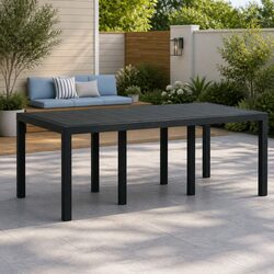 Garden Table Anthracite Poly Rattan Rectangular Outdoor Dining Furniture Steel