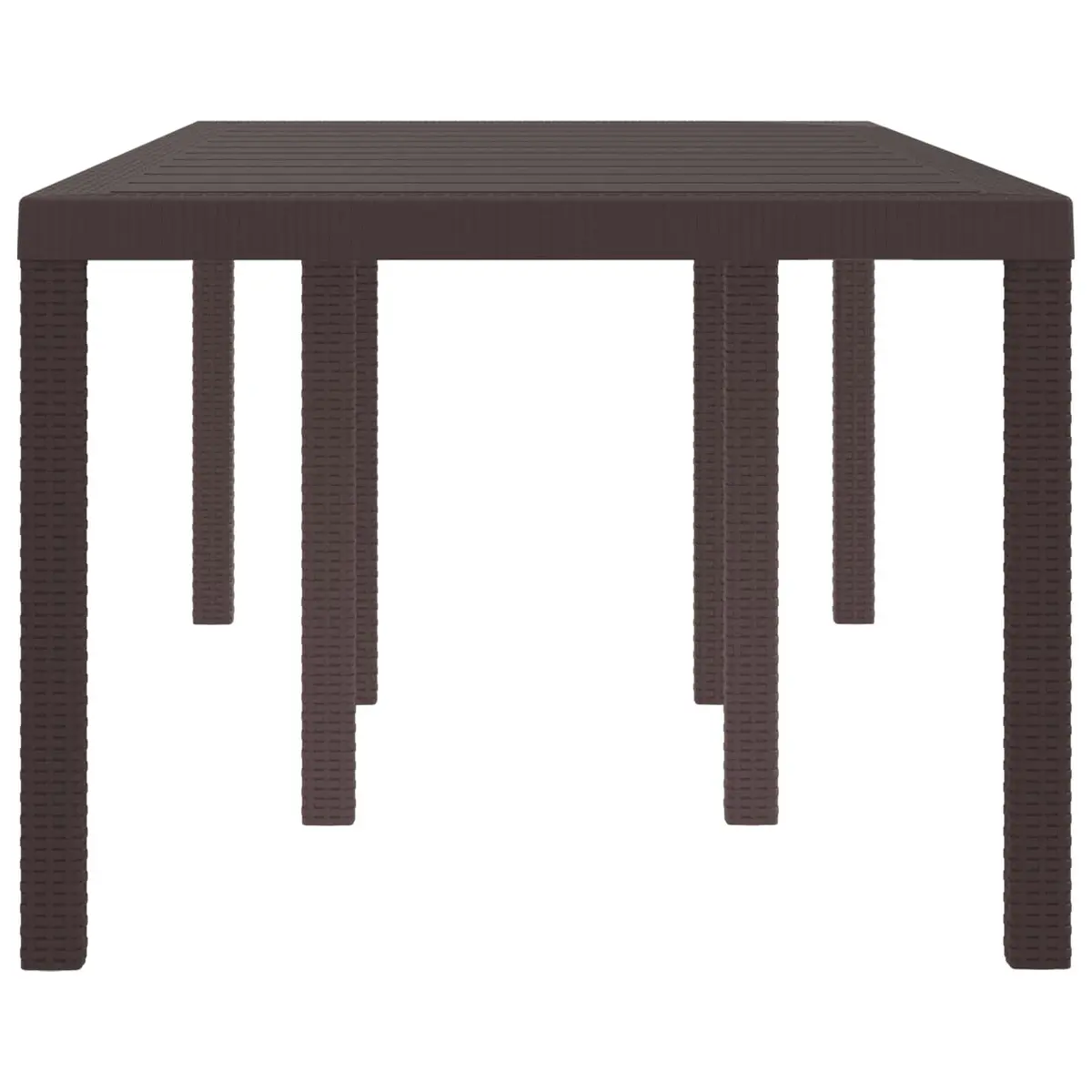 Garden Dining Table Brown Rectangular 200x100x73cm Poly Rattan Weather-Resistant Steel Frame