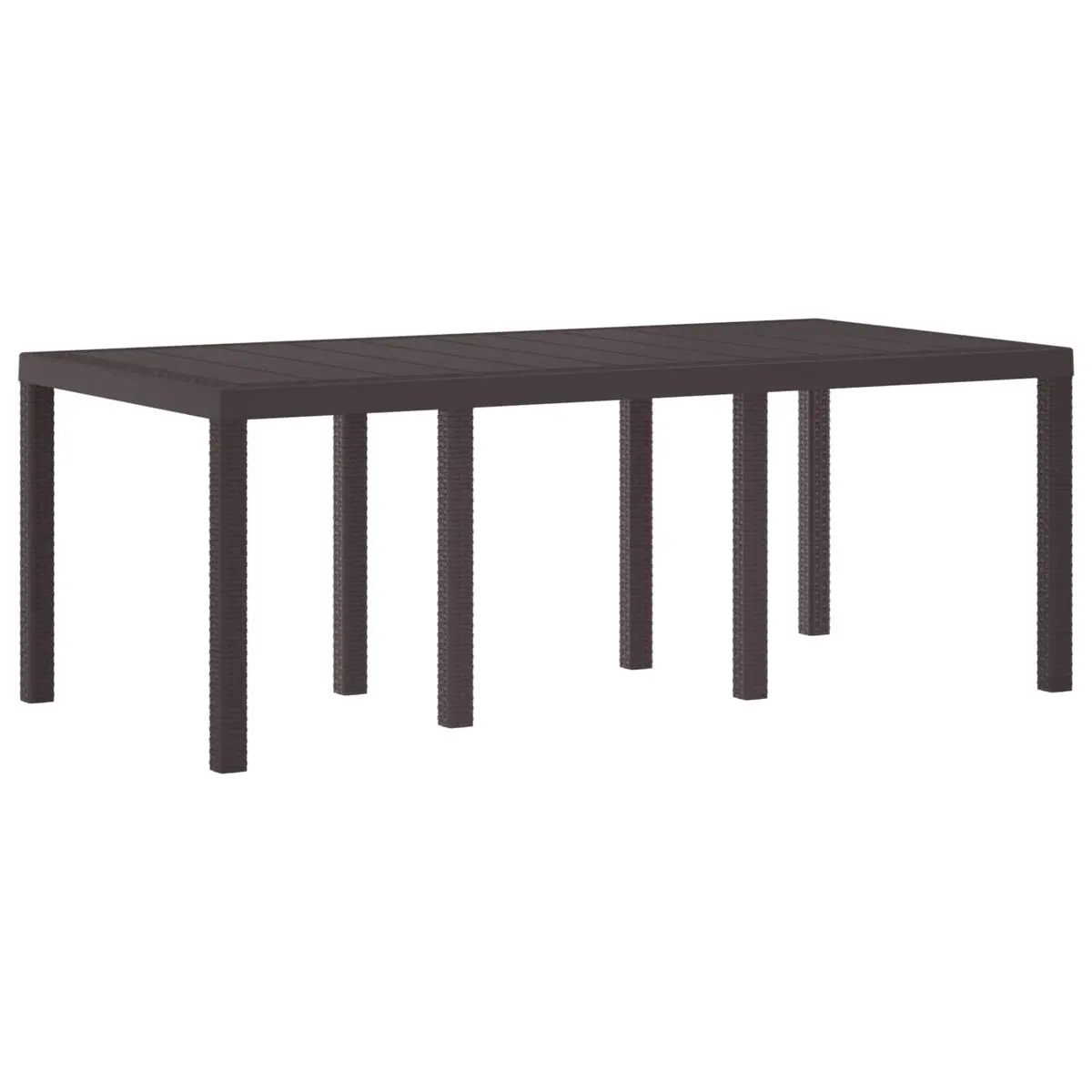 Garden Dining Table Brown Rectangular 200x100x73cm Poly Rattan Weather-Resistant Steel Frame
