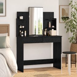 Concise Black Dressing Table with Ample Storage Options