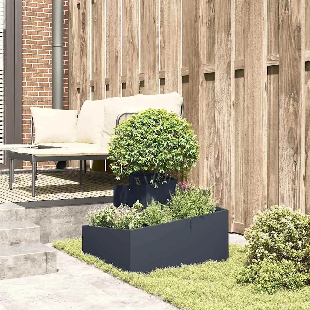Garden Planter Anthracite 60 x 60 x 50 cm Metal Outdoor Raised Flower Pot