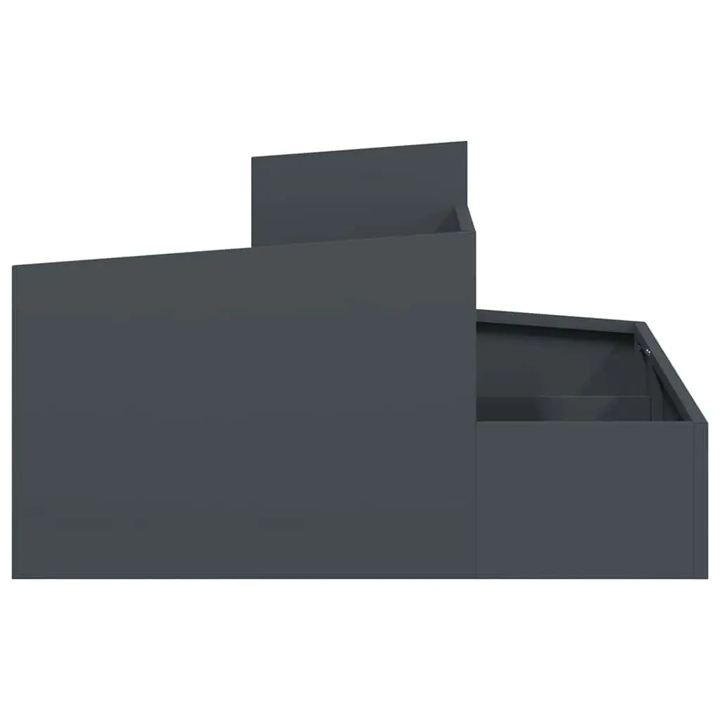 Garden Planter Anthracite 80x80x50cm Metal Outdoor Raised Bed Contemporary