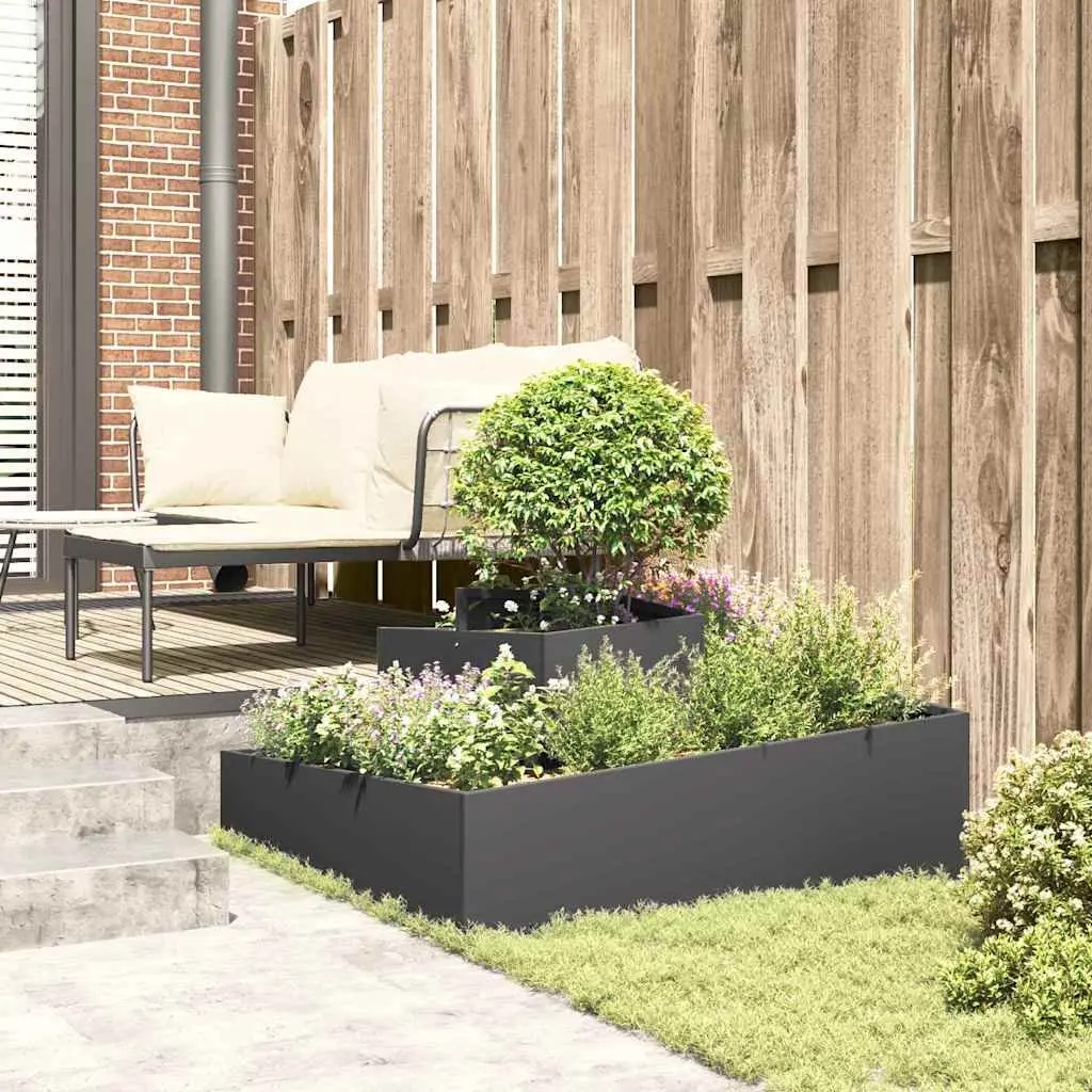 Metal Garden Planter Black 100 x 100 x 50 cm Outdoor Raised Bed Flower Box