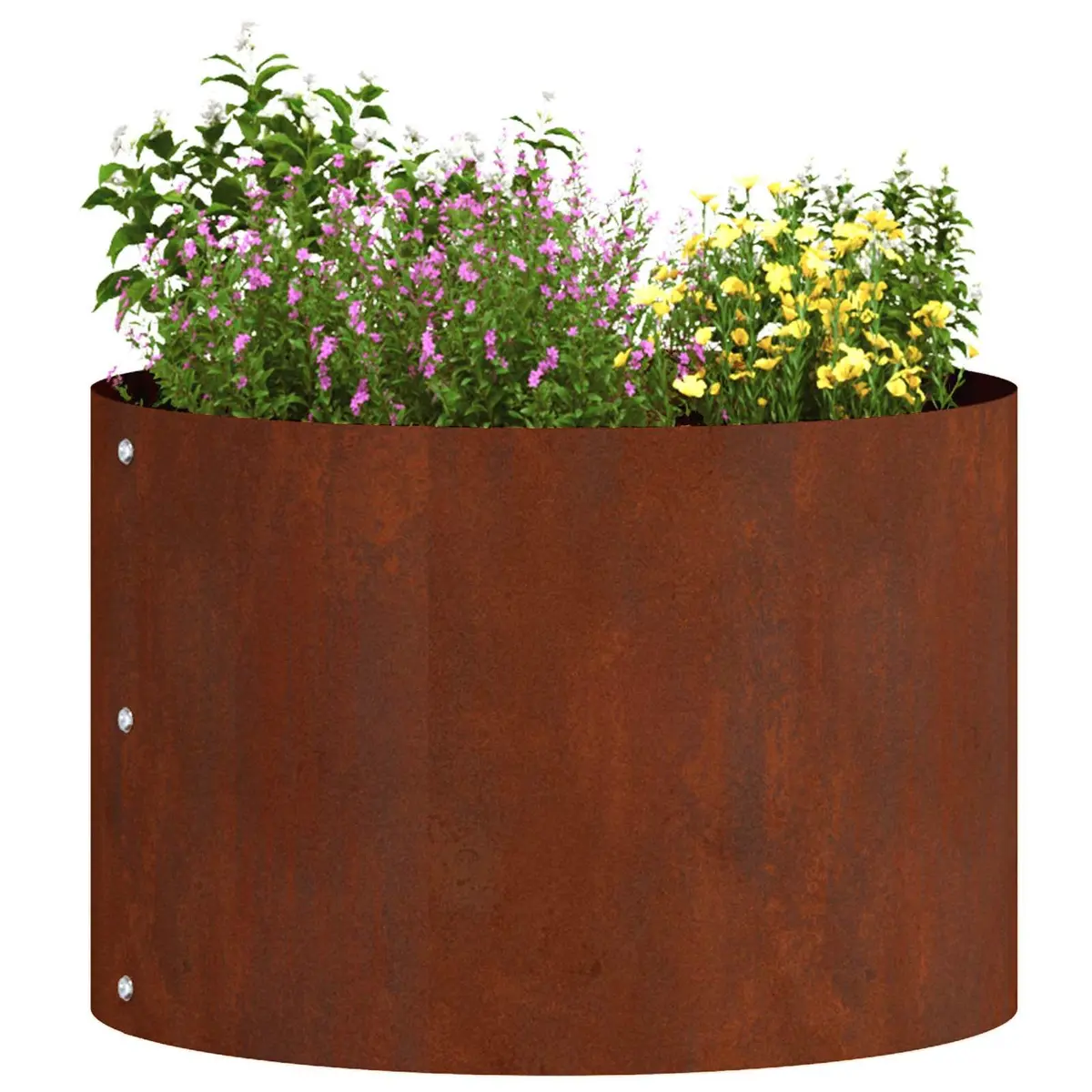 Garden Planter Ring Brown Round Steel Frame Outdoor Raised Bed