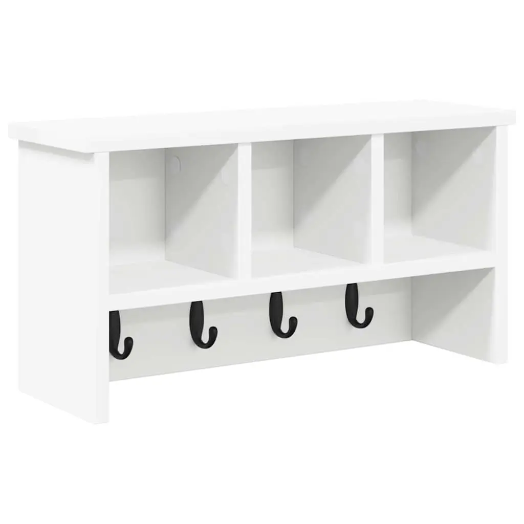 Wall-Mounted Coat Rack with Shelves Hooks White Hallway Entryway Storage