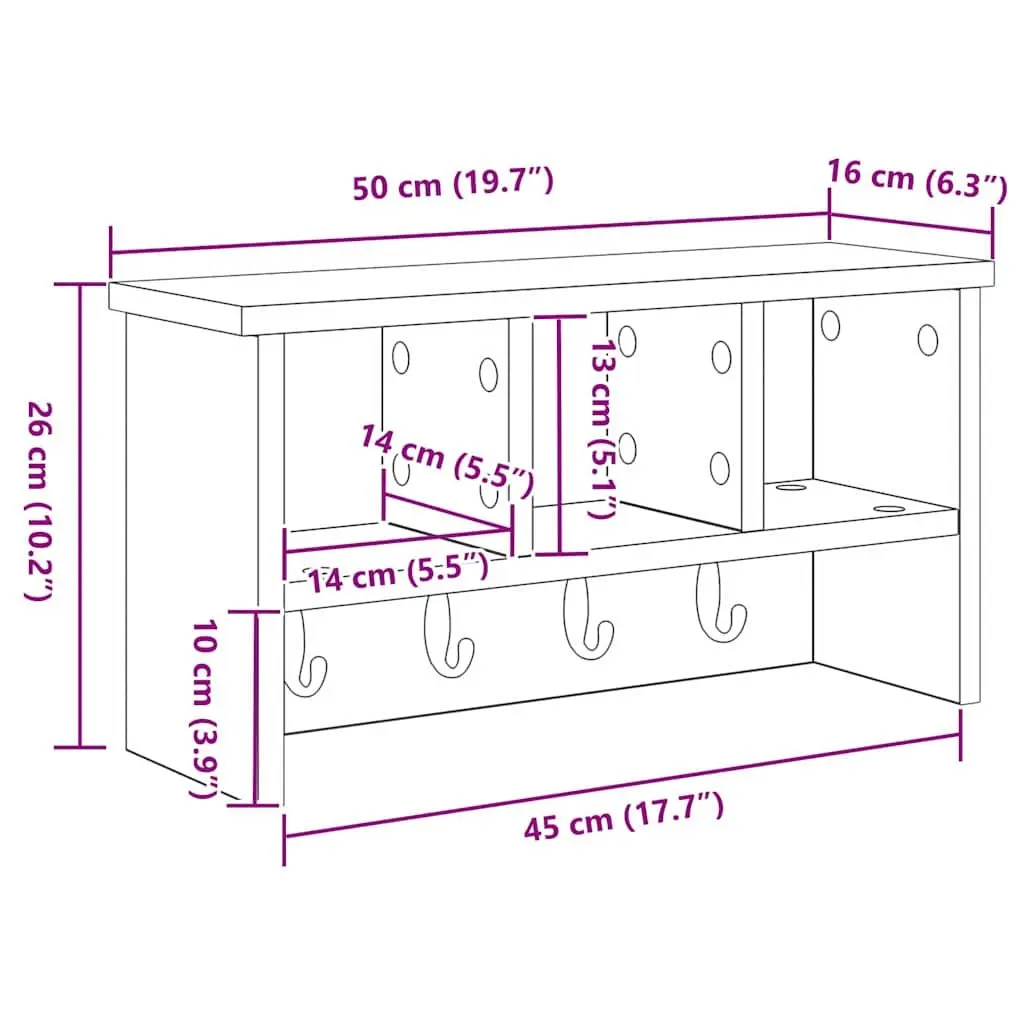 Wall-Mounted Coat Rack with Shelves Hooks White Hallway Entryway Storage