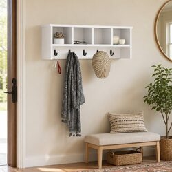 Concise and Modern White Wall-Mounted Coat Rack