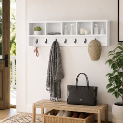 Compact Wall Coat Rack with Hooks and Shelves