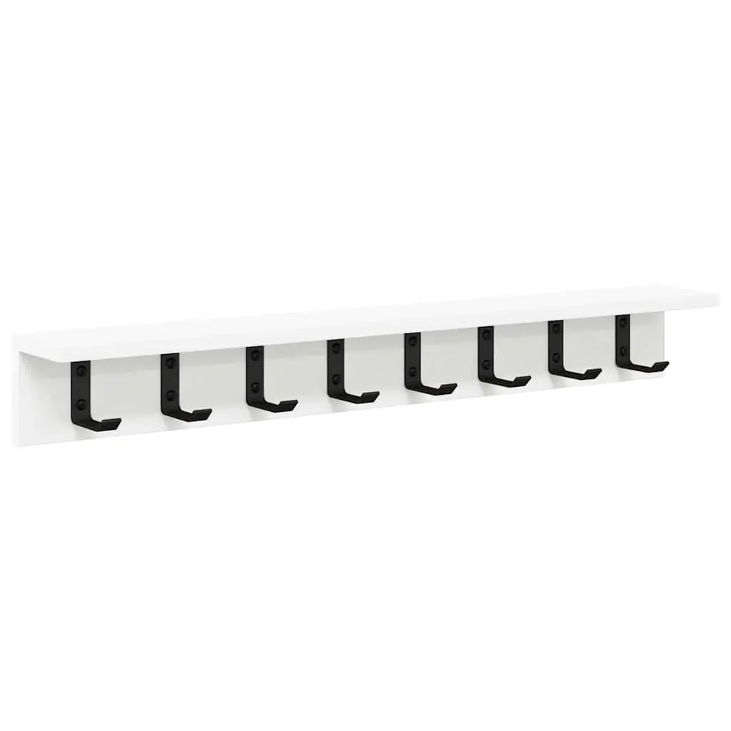 Wall-Mounted Coat Rack Organizer White Hallway Storage Hooks Shelves Modern