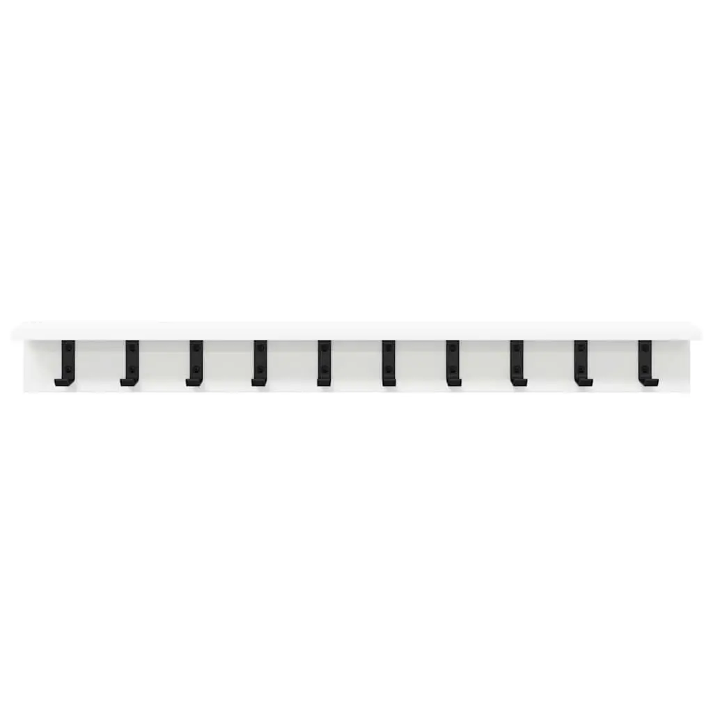 Wall-Mounted Coat Rack White Hallway Storage Organizer Hooks Shelves 100cm