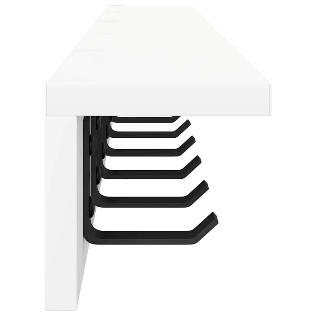Wall-Mounted Coat Rack White Hallway Storage Organizer Hooks Shelves 100cm