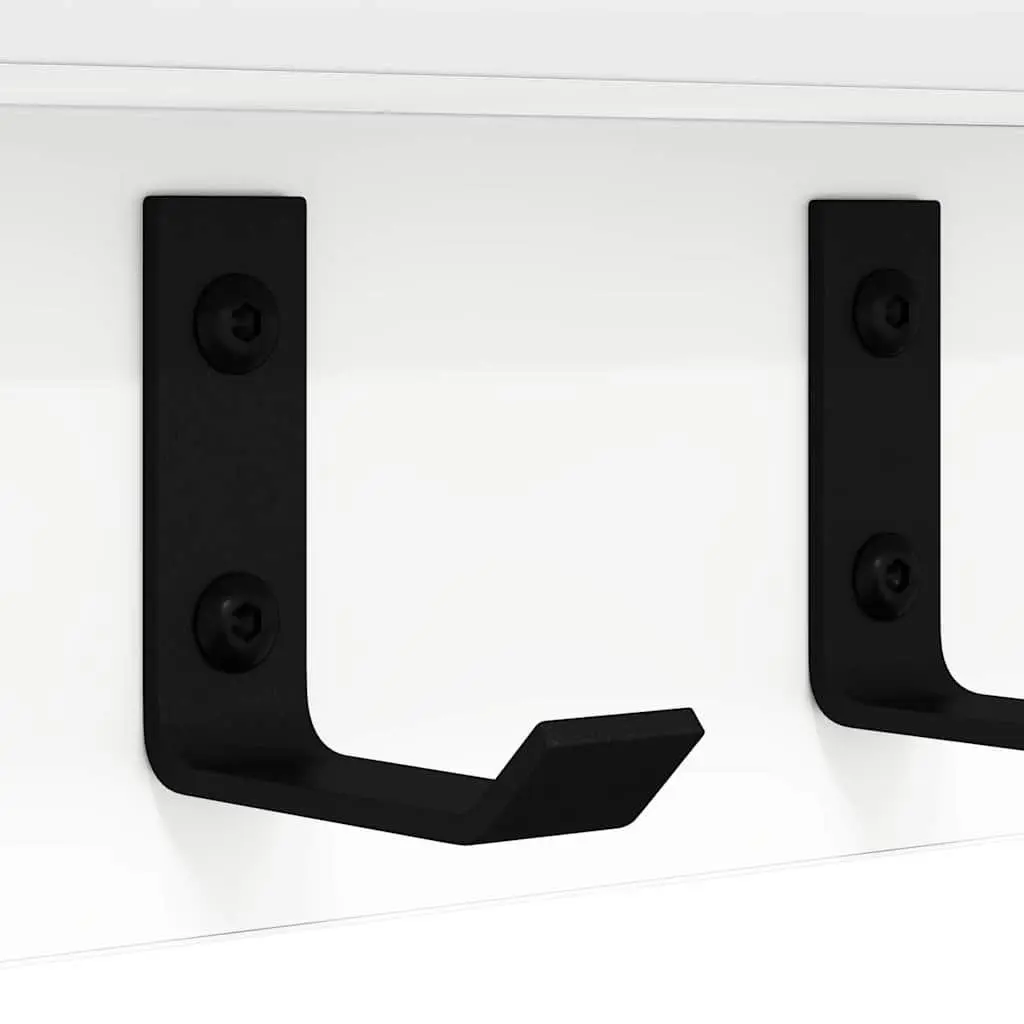 Wall-Mounted Coat Rack White Hallway Storage Organizer Hooks Shelves 100cm