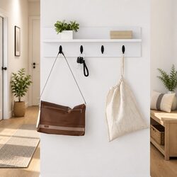 Concise Wall-Mounted Coat Rack in White - 60cm