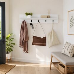 Compact and Stylish White Coat Rack 80cm for Hallways