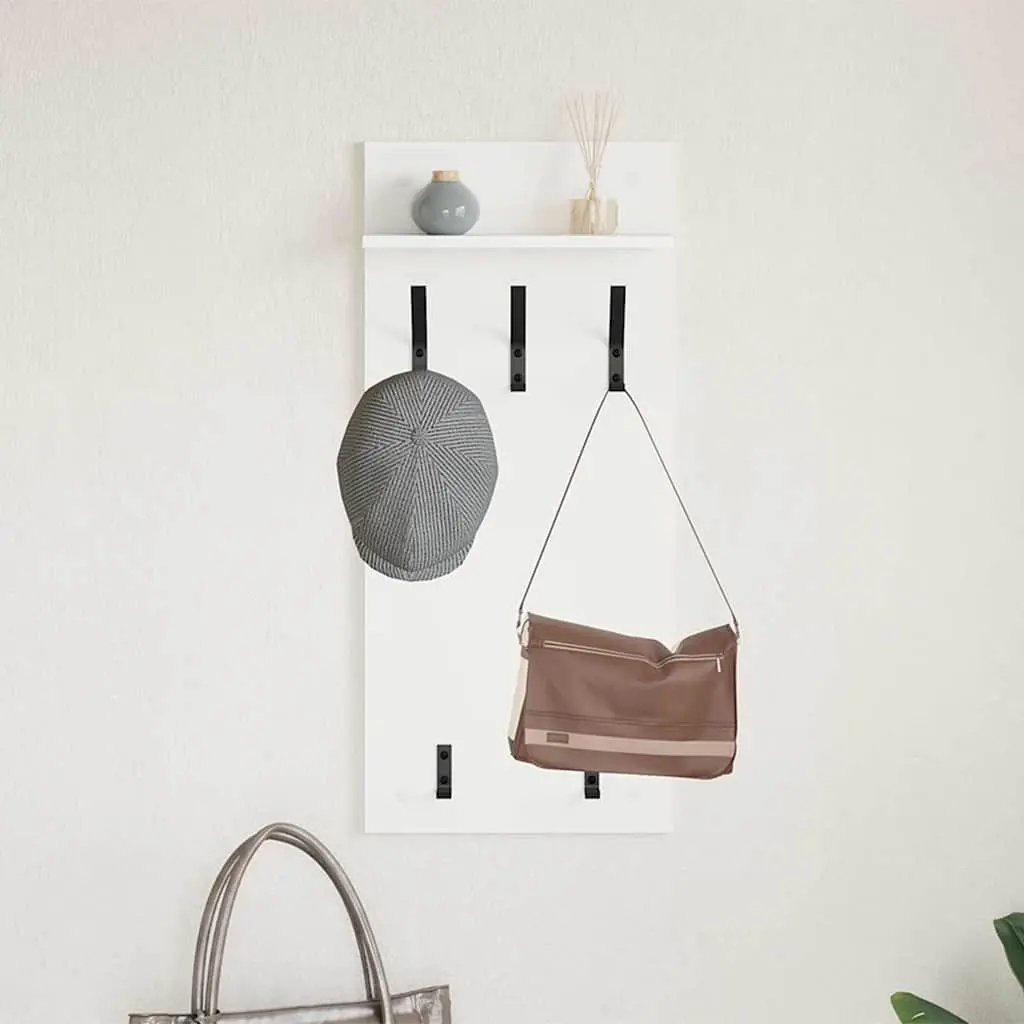 Wall-Mounted Coat Rack White Engineered Wood Hallway Entryway Storage 40x10x90cm