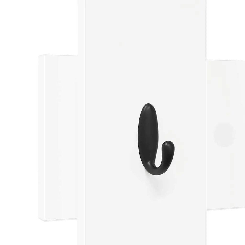 Wall-Mounted Coat Rack White Modern Hallway Entryway Storage Organizer 60x82cm