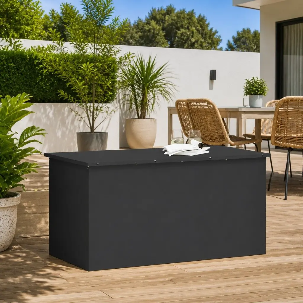 Garden Storage Cushion Box Steel Outdoor Patio Deck Bench Seat Container