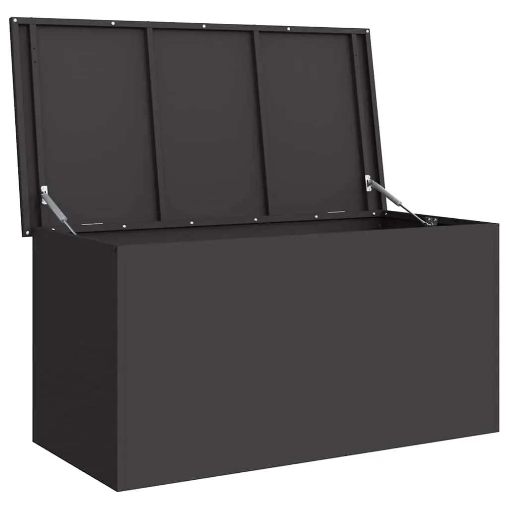Garden Storage Cushion Box Black Steel Weatherproof Gas Lift Lid