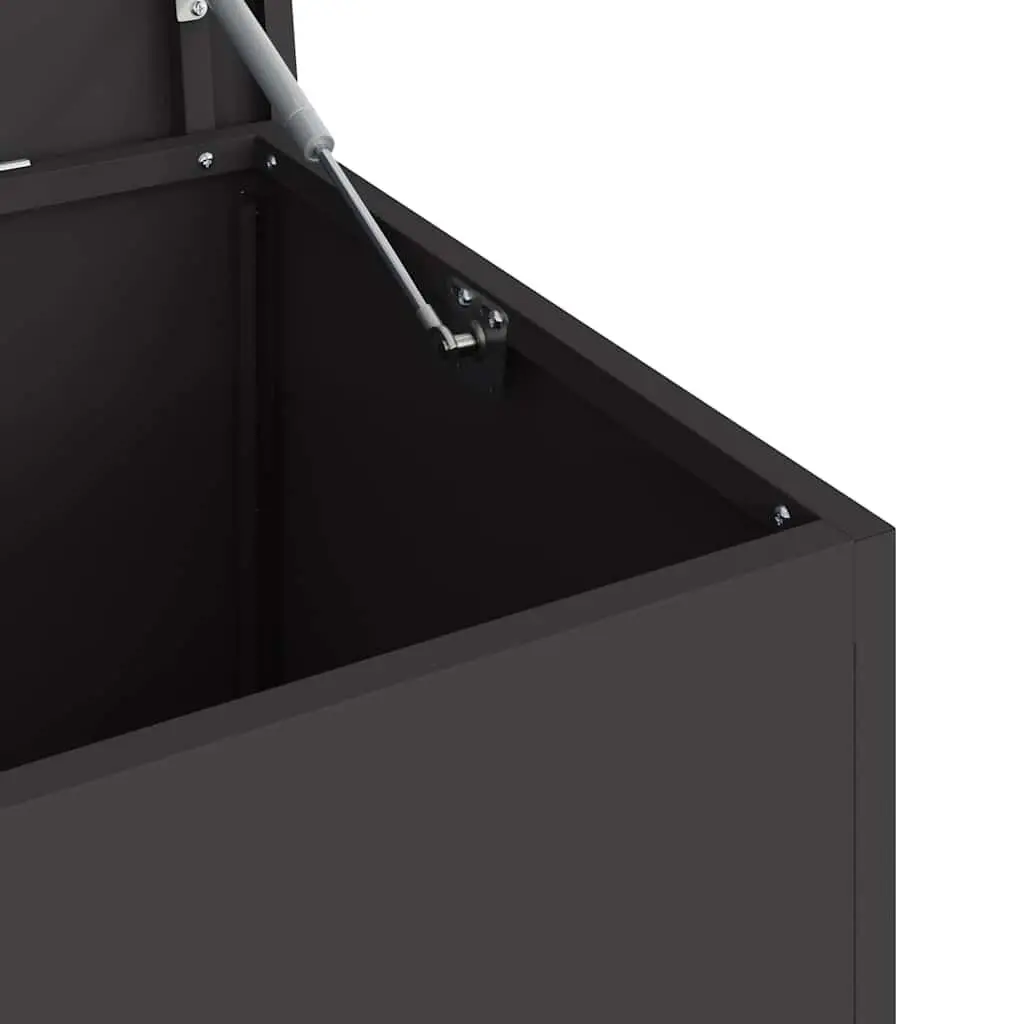Garden Storage Cushion Box Black Steel Weatherproof Gas Lift Lid