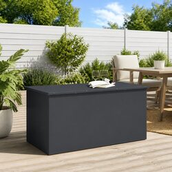 Garden Storage Cushion Box Steel Outdoor Bench Seat Anthracite 100x50.5x50cm