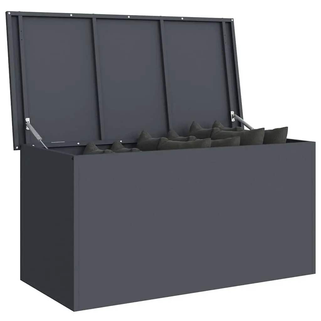 Garden Storage Box Anthracite 100x50.5x50cm Steel Gas Lift Lid Outdoor Bench Seat