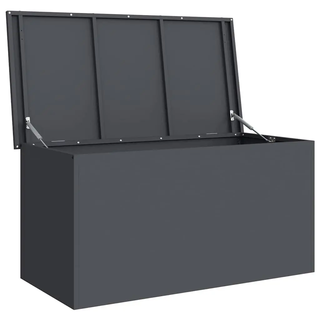Garden Storage Box Anthracite 100x50.5x50cm Steel Gas Lift Lid Outdoor Bench Seat