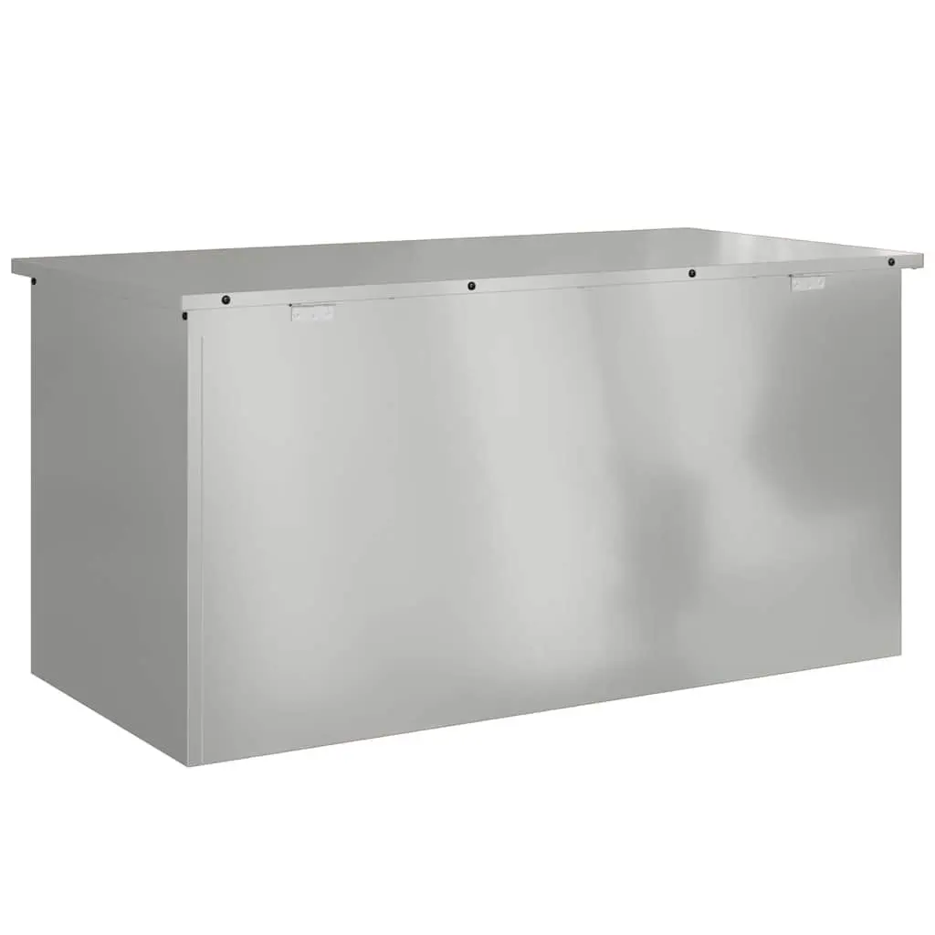 Steel Garden Storage Cushion Box Silver 100x50 Gas Lift Lid Weatherproof Outdoor Organizer