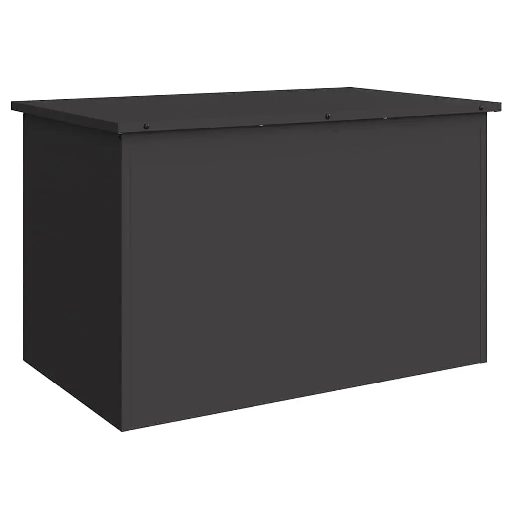 Garden Storage Box Black Steel 80x50cm Weather Resistant Gas Lift Lid