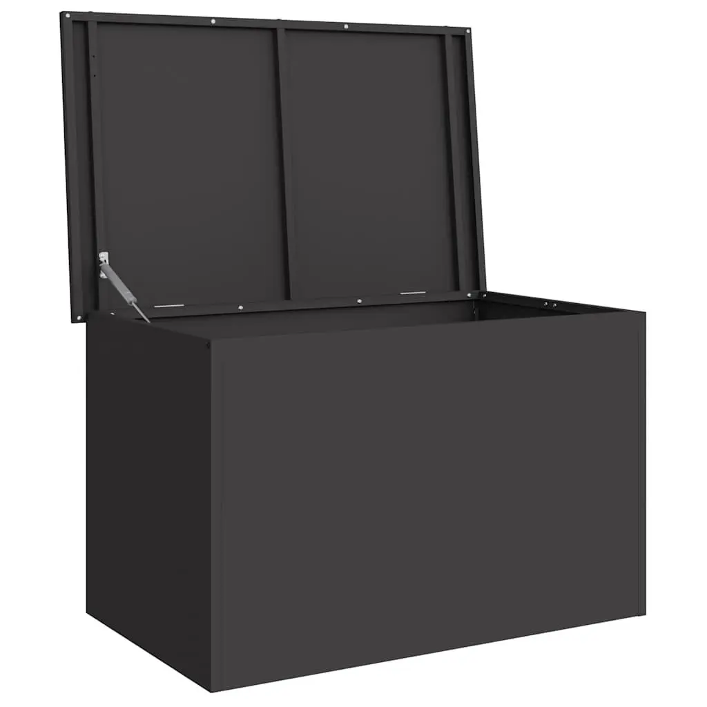 Garden Storage Box Black Steel 80x50cm Weather Resistant Gas Lift Lid