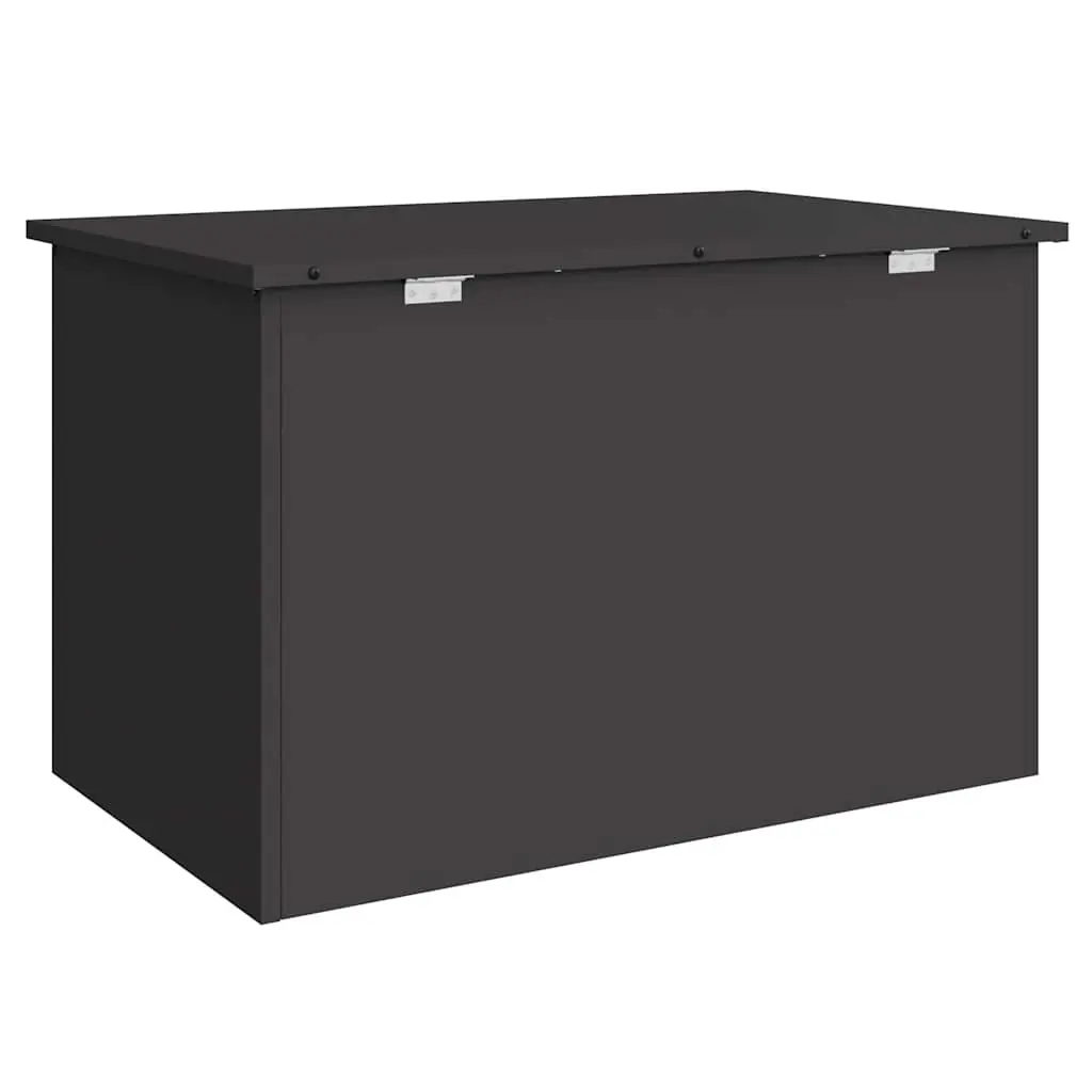 Garden Storage Box Black Steel 80x50cm Weather Resistant Gas Lift Lid
