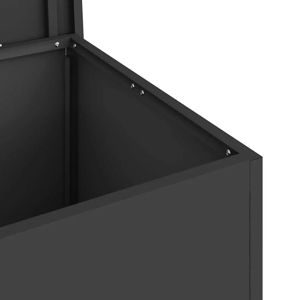 Garden Storage Box Black Steel 80x50cm Weather Resistant Gas Lift Lid