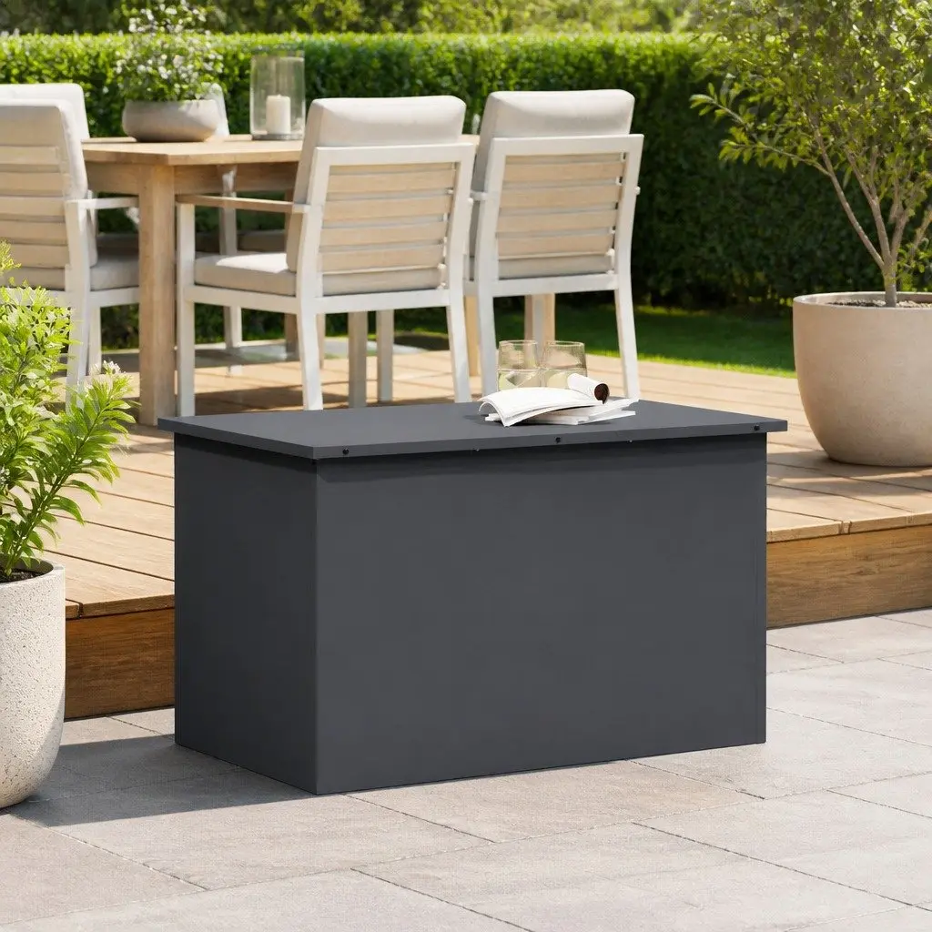 Steel Garden Storage Cushion Box Anthracite 80 x 50.5 x 50 cm Gas Lift Lid