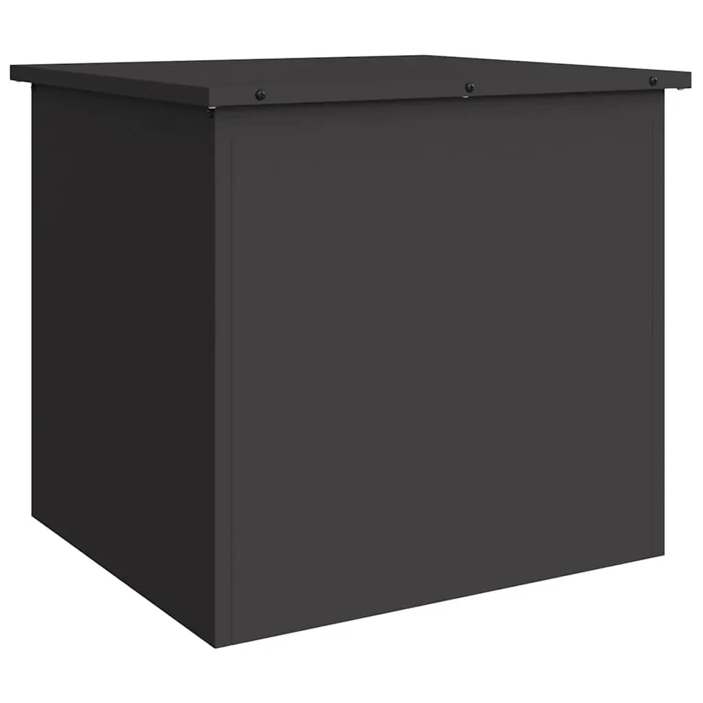 Garden Storage Cushion Box Black 55x50.5x50 cm Weather Resistant Gas-lift Mechanism Sturdy Top Industrial Style Galvanised Steel