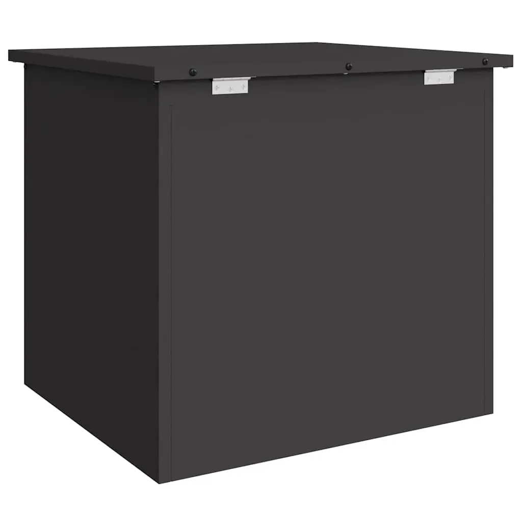 Garden Storage Cushion Box Black 55x50.5x50 cm Weather Resistant Gas-lift Mechanism Sturdy Top Industrial Style Galvanised Steel