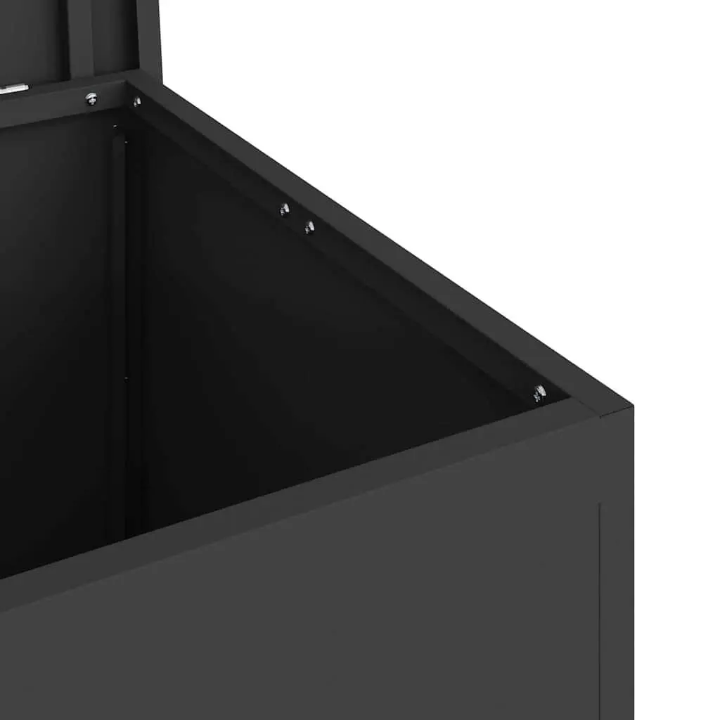 Garden Storage Cushion Box Black 55x50.5x50 cm Weather Resistant Gas-lift Mechanism Sturdy Top Industrial Style Galvanised Steel