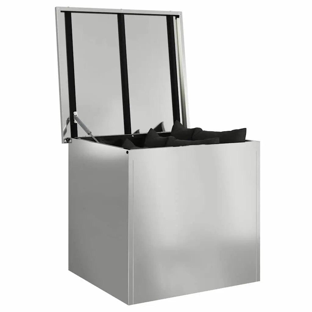 Garden Storage Box Silver Steel 55x50.5x50cm Weatherproof Gas Lift Lid