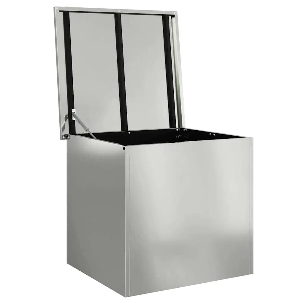 Garden Storage Box Silver Steel 55x50.5x50cm Weatherproof Gas Lift Lid