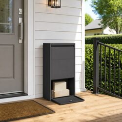 Secure Black Steel Parcel Drop Box: Easy Access Design