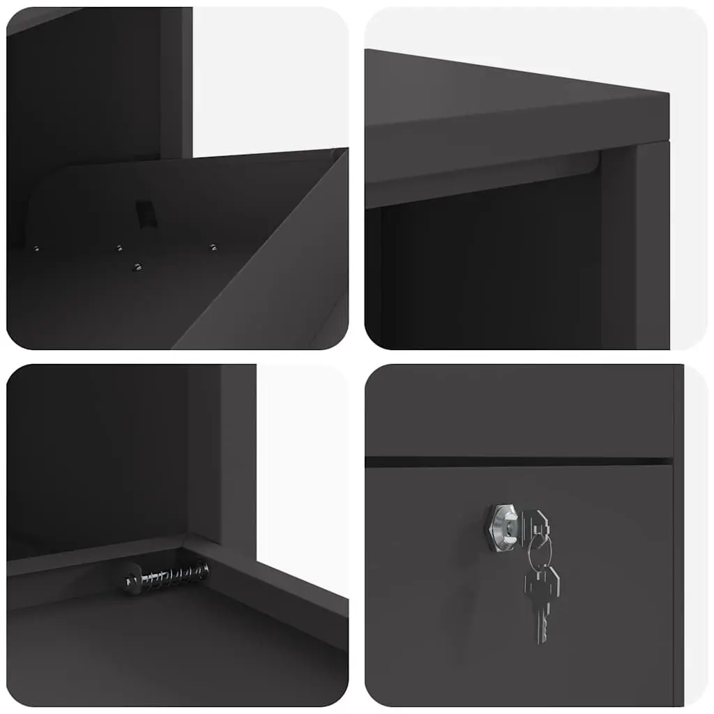 Parcel Drop Box Black 44 x 22 x 82 cm Steel Modern Outdoor Mailbox with Sturdy Deadbolt Lock and Swing-open Door
