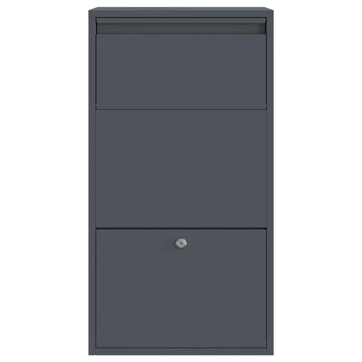 Parcel Drop Box Anthracite Steel Storage 44x22x82cm Modern Garden Mailbox Post