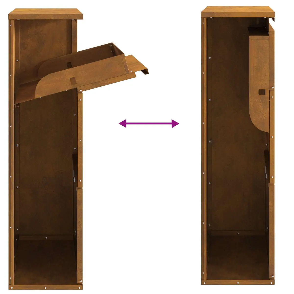 Parcel Drop Box Brown Weathering Steel Rectangular Secure Locking System